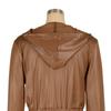 AL255 Women's Two-Piece Casual Sportswear Set - Hooded Faux Leather Jacket