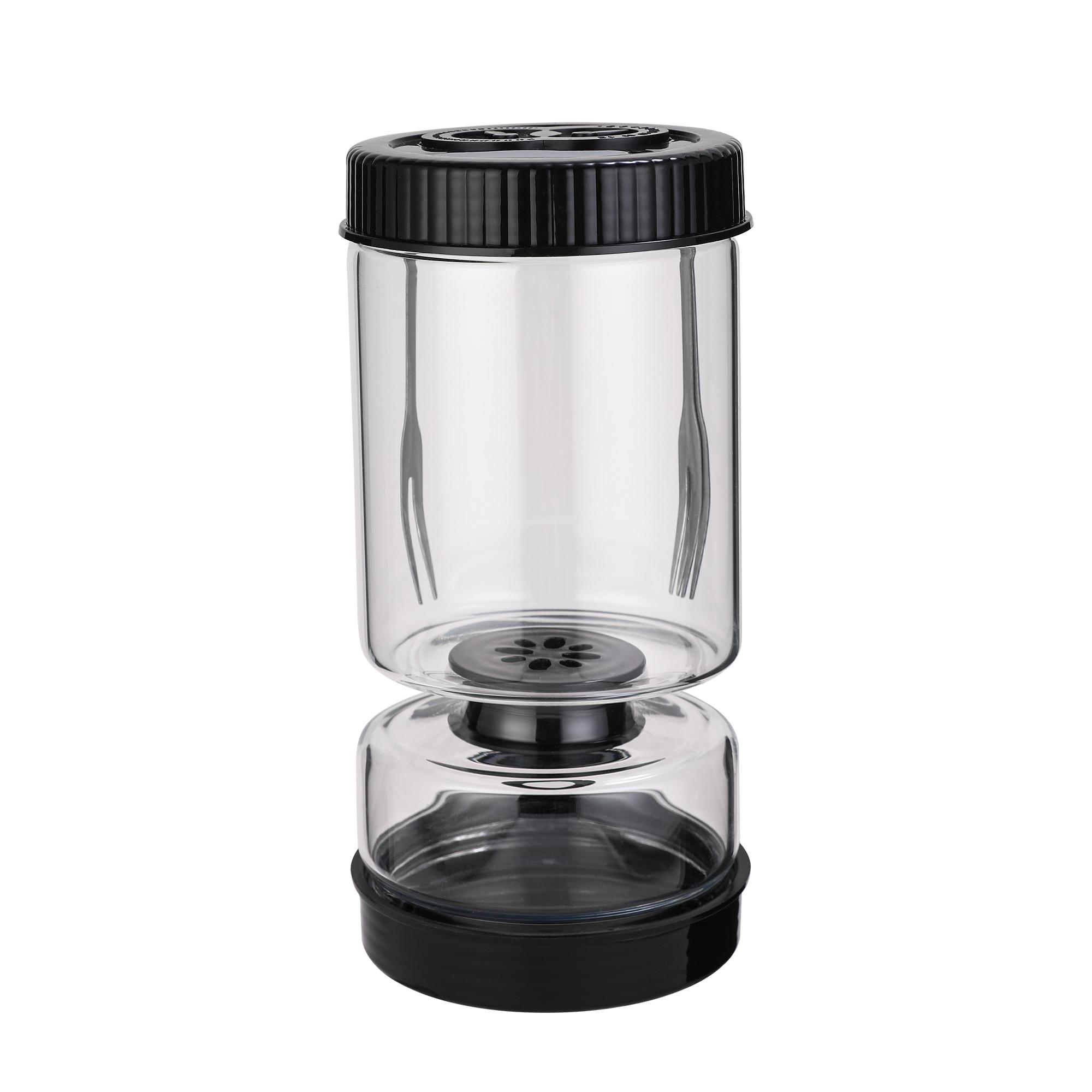 

Glass Olive and Pickle Strainer Jar, Olive Container Hourglass Jar with Strainer Flip Pickle Container for Airtight Food Storage чёрный