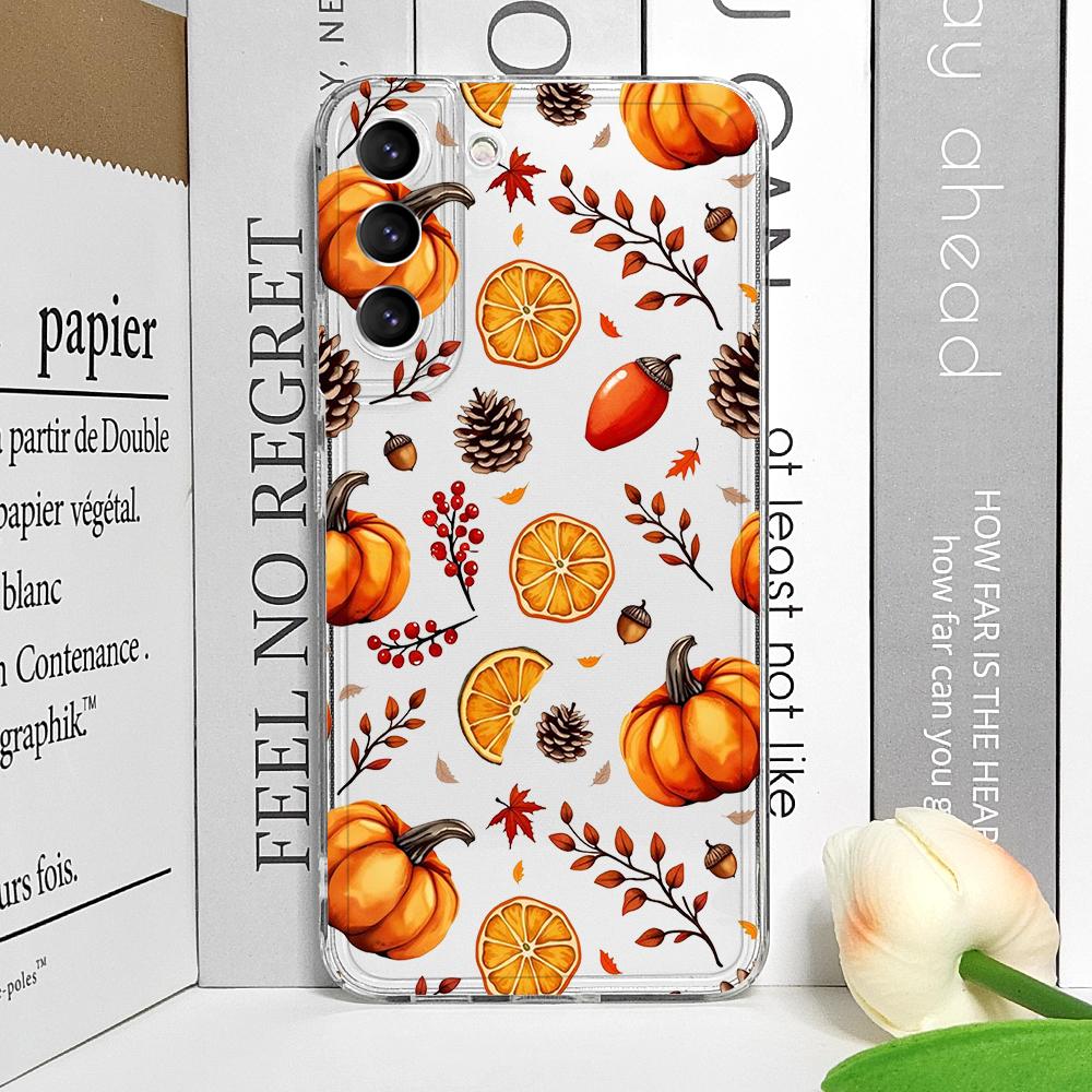 Cartoon Autumn Pumpkin Fall Maple Leaf Halloween Phone Case for Samsung Galaxy A55 A54 A53 A14 A16 A36 A35 A13 15 A25 Soft Cover