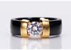 6MM Ceramic Black and White Couple Rings with Zirconium Inlay