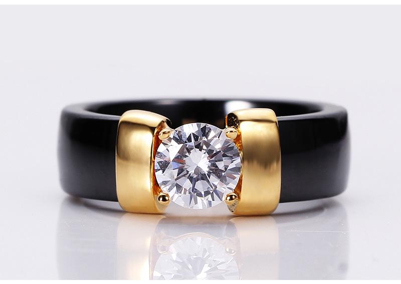 6MM Ceramic Black and White Couple Rings with Zirconium Inlay