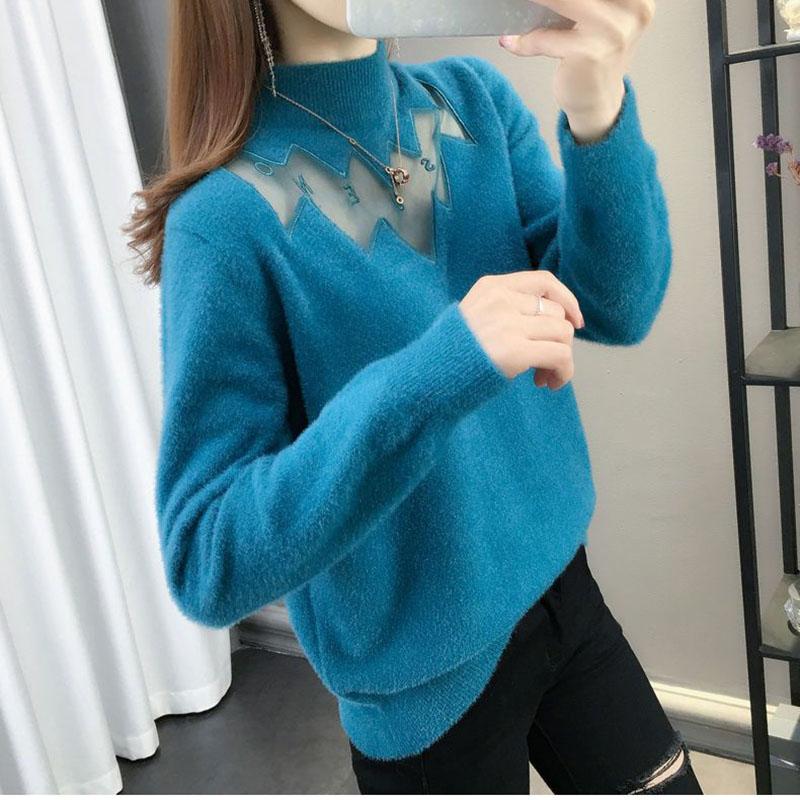 Sweater for Women Autumn Winter Thickened Pullover Warm Knitted Stretchy Long Sleeve Oversize Jumper Tops