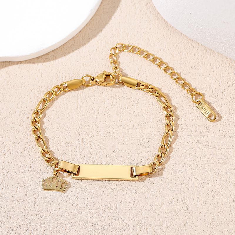 New Stainless Steel Laser Engraved Children's Cuban Chain Bracelet