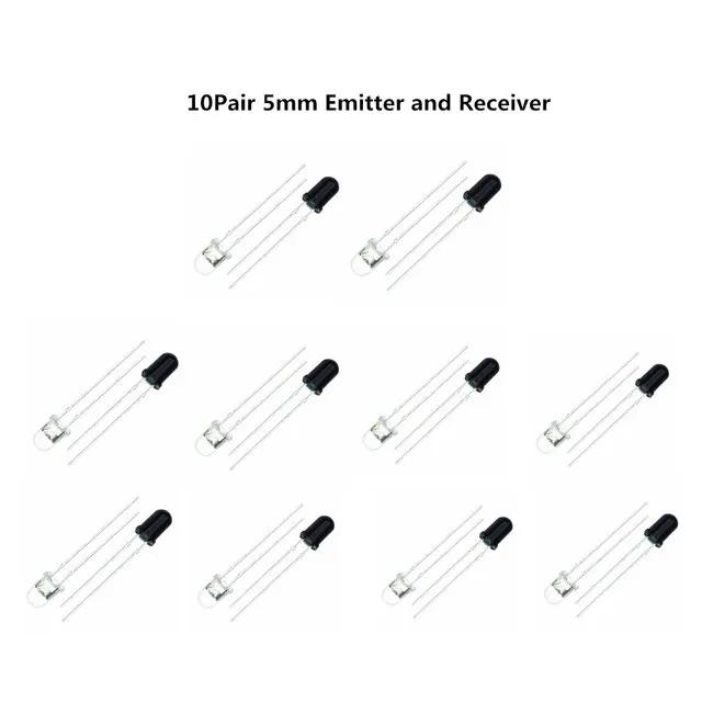 10pairs 3mm 5mm 940nm LEDs Infrared Emitter and IR Receiver Diode Diodes 301A