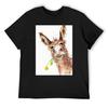 Cute Cheeky Donkey with Flower T-Shirt Man Clothes New Gifts and T-shirts Kawaii Clothes Custom T-shirts Black T Shirts for Men