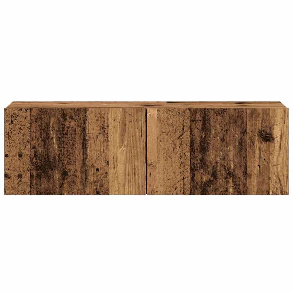 Wall Mounted TV Cabinets Set of 3 Rustic Wood Look Engineered Wood