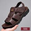 Men's Genuine Leather Non-Slip Beach Sandals - Casual, Breathable, Versatile Summer Shoes for Middle-Aged and Elderly.