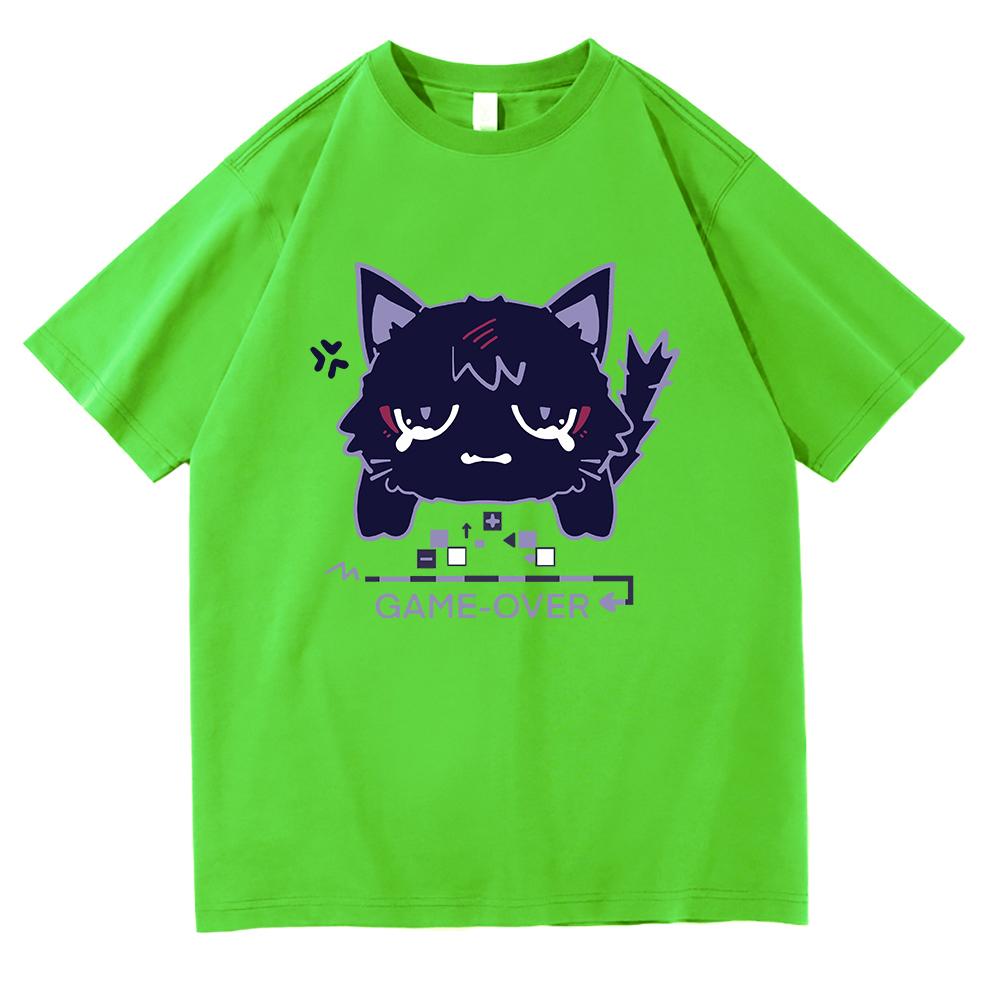Genshin Impact Scaramouche Cat T Shirt Cute Fashion Men Aesthetic Graphic Wanderer Tshirt Unisex High Quality Cotton Tees Korea