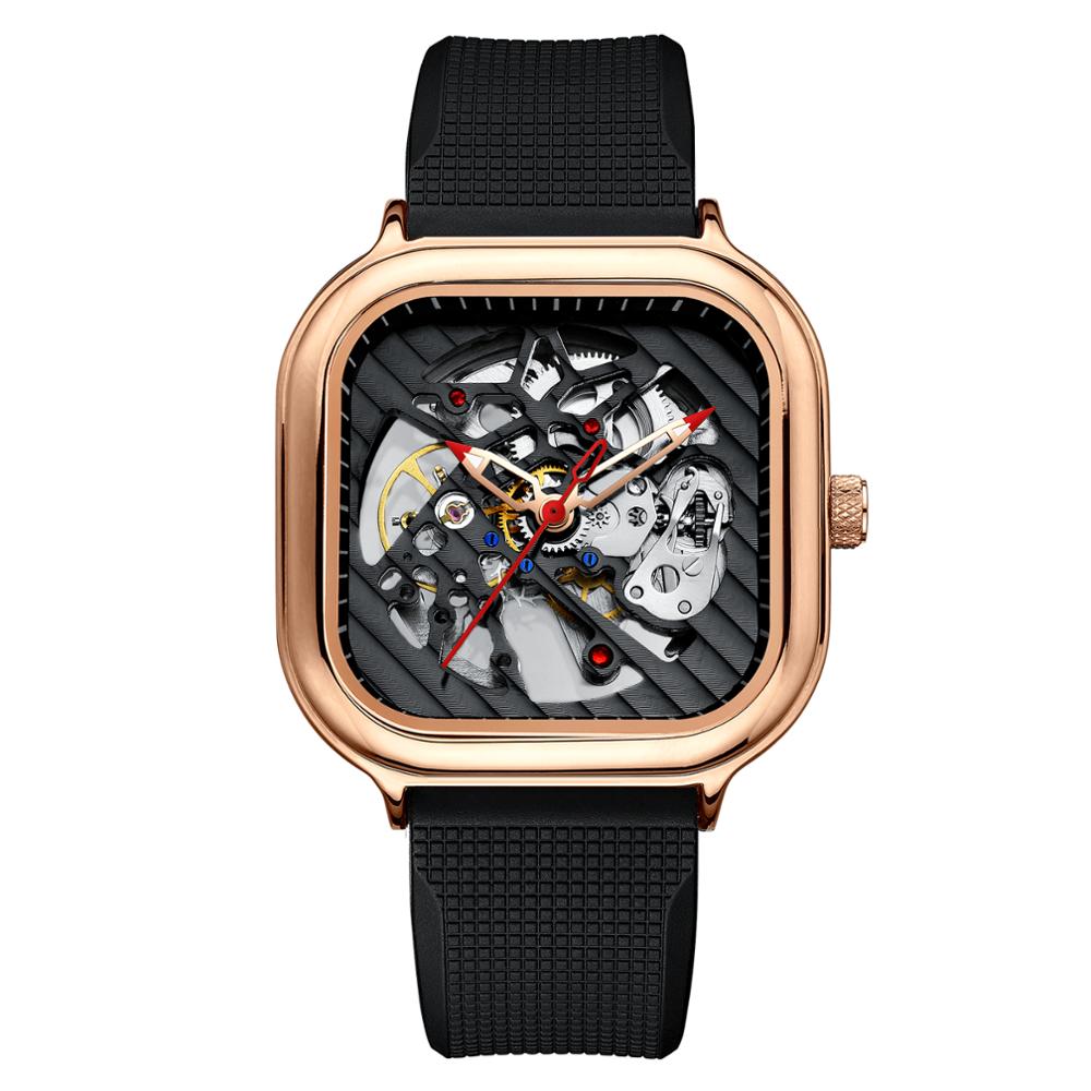AILANG Classic Hollow Square Dial Watch Men Sports Automatic Mechanical Watches Waterproof For Men Wristwatch Reloj Hombre