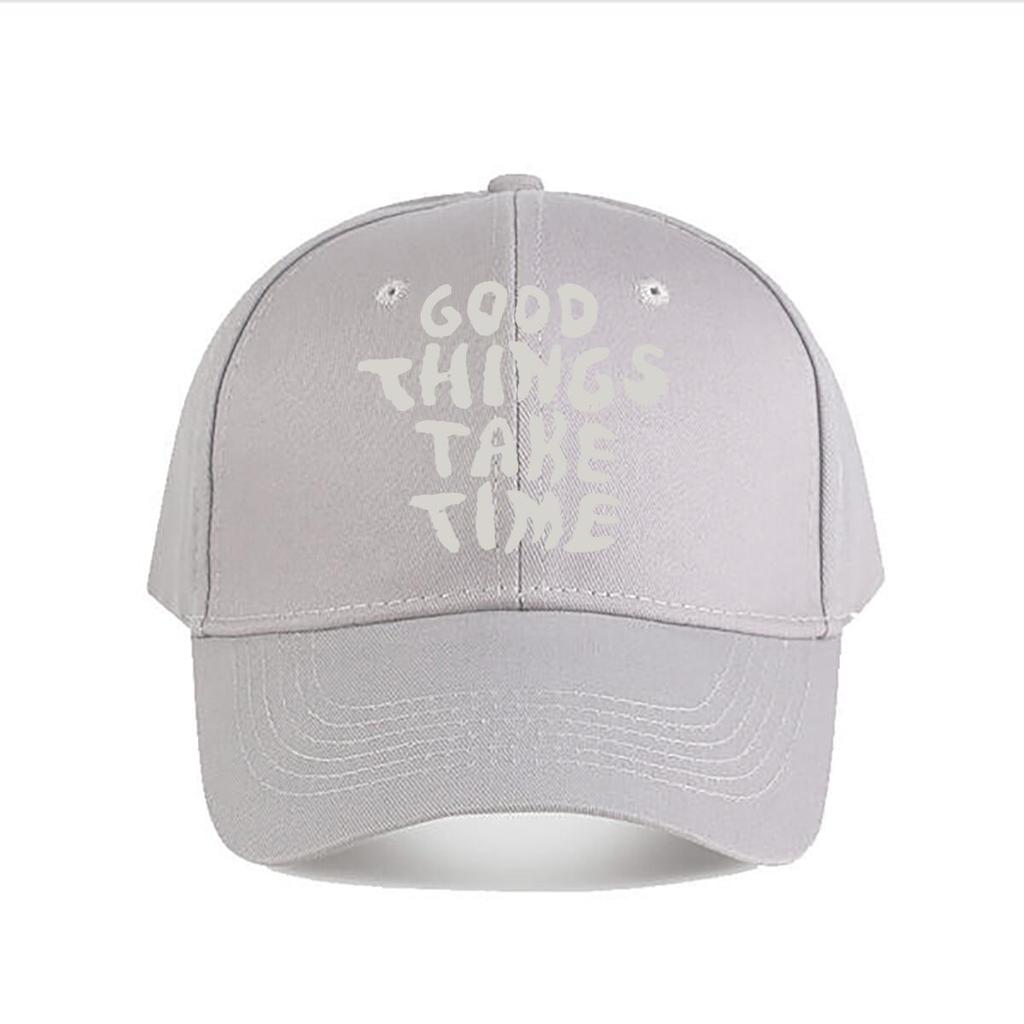 Good Things Take Time Text Baseball Cap Fashion Outdoor Sports Sunhat Unisex Snapback Cap WoUnisexs