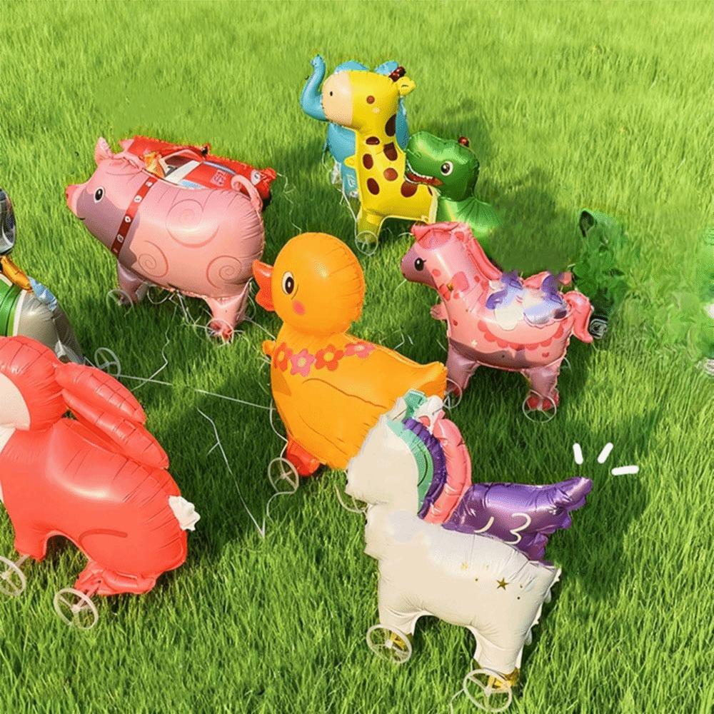 With Wheels Standing Foil Balloons Movable Design Foil Balloons With Wheel  Kids Birthday Party