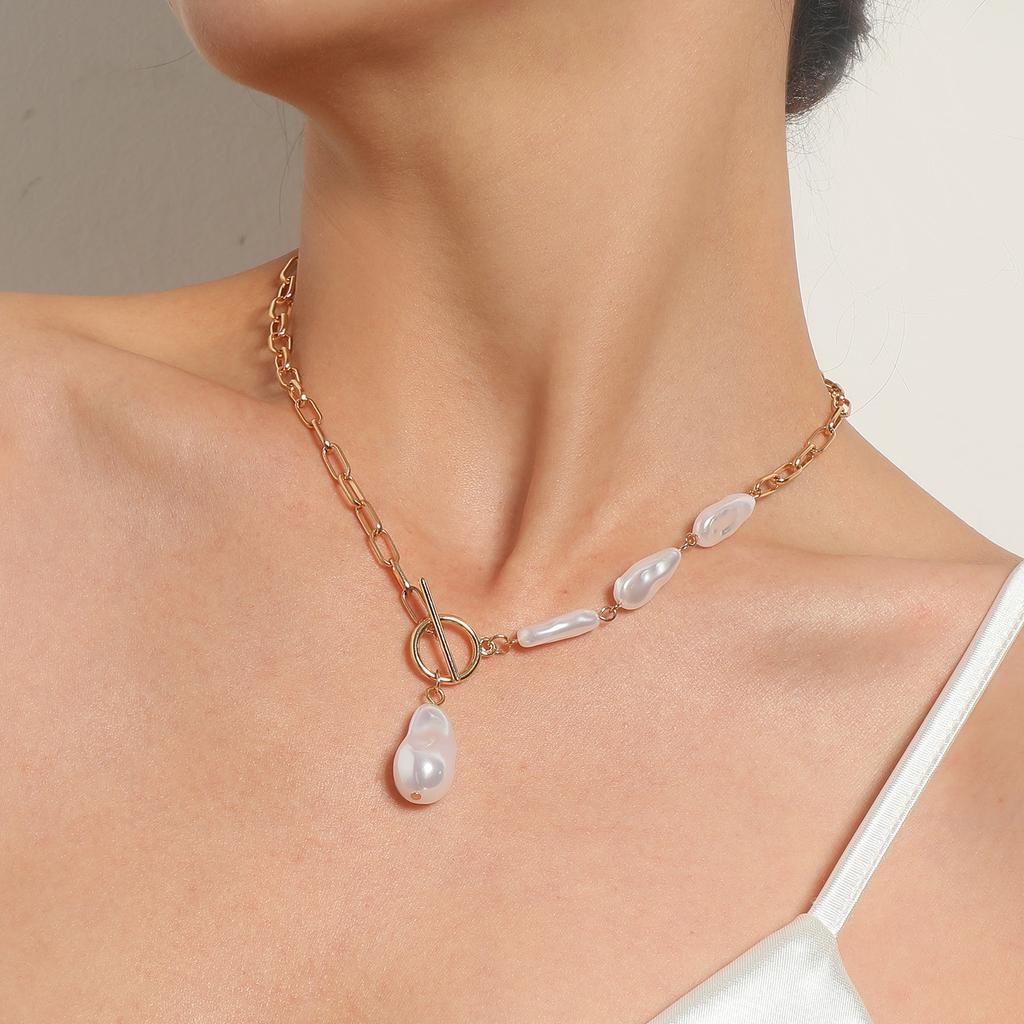 Europe, America, special-shaped simple water drop pearl pendant necklace women, personalized creative fashion trend accessories