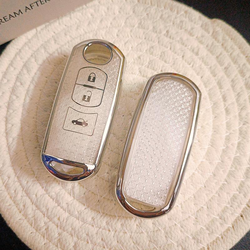White Diamond Tpu For Mazda 3 6 Cx-5 Mx-5 Cx-3 Axela Cx-4 Cx-5 Atenza 3 Button Remote Car Key Case Cover Fob Bag Holder Keychain