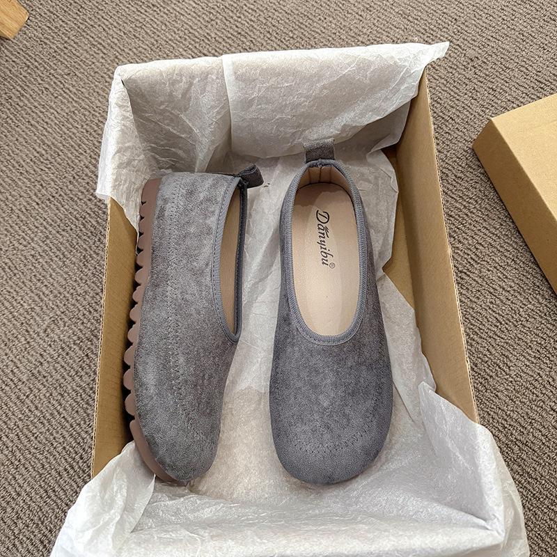 

2025 новые летние туфли с круглым носком и неглубоким горлом Doudou ladyshoes, нишевая обувь с плоской подошвой, французские туфли в стиле бабушки в стиле ретро, женская обувь 40 серый