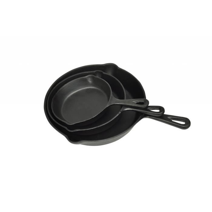 Set of 3 Cast Iron Pans