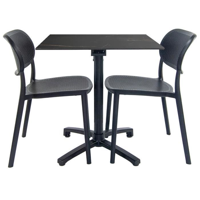 Table pliable - Non spécifiée - Non spécifié - 1 table + 2 chaises - Aluminium - Compact HPL