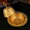 Golden Metal Storage Tray with Cover Dessert Bowl Dim Sum Dish Snack Plate Fruit Bowl Cake Stand Pastry Plate Jewelry Tray