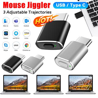 USB C Mouse Jiggler Undetectable Automatic Mover USB Port Shaker Wiggler for Laptop Keeps Computer Awake Simulate Mouse Movement