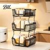 Home Organization Rack 2/3 Layer Countertop Organizer Rack, Heavy Duty Fruit Basket Stand, Metal Storage Space Saving Carbon Steel for Kitchen, Pantry