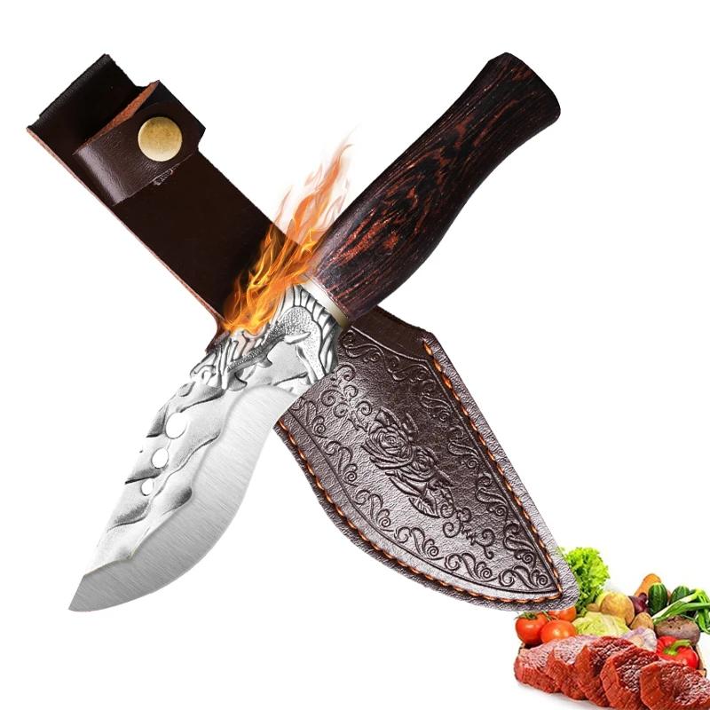 

Кухонные ножи Нож для разделки мяса Нож из нержавеющей стали для мяса и овощей Бытовой мясной нож Поварской нож Кованый нож ручной работы