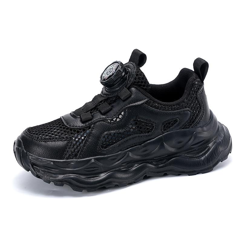 Boys' new mesh medium and older children's light casual sports shoes Girls' rotating buckle casual school casual shoes