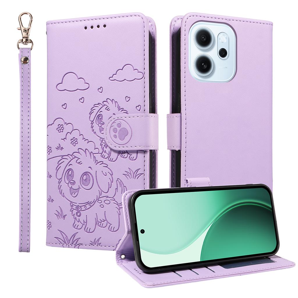 Für Oppo Reno15 F 5G Hülle mit RFID-Blockierung, bedrucktes Hundemuster, PU-Leder Handyhülle mit Armband