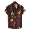 Camicia da uomo hawaiana a maniche corte con stampa, top alla moda con colletto, albero di cocco da spiaggia, nuova per il 2026 per uomo, abbigliamento floreale