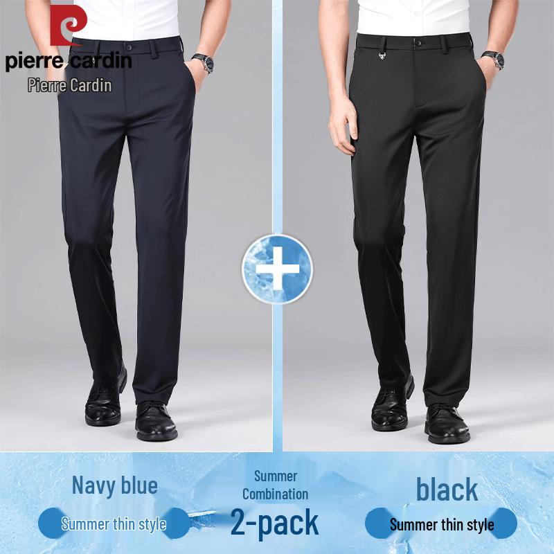 Pierre Cardin Men's Cooling Silk Blend Straight-Leg Casual Pants