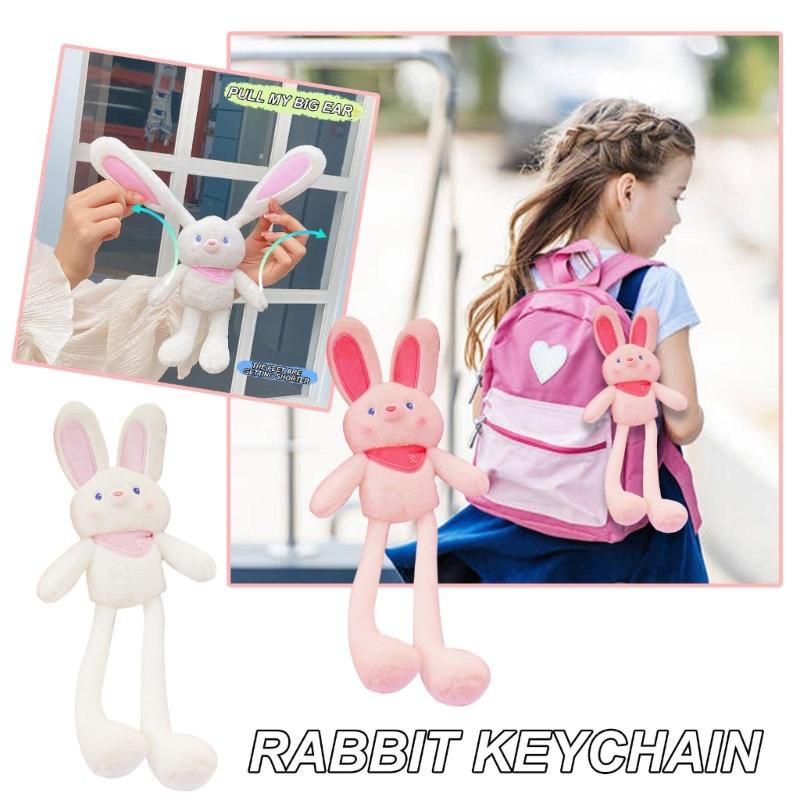 Plush-Rabbit Keychain Bunny-Keyring Stuffed Animals Doll-Keyring Charm Handbag Backpack Pendant for Valentines Day