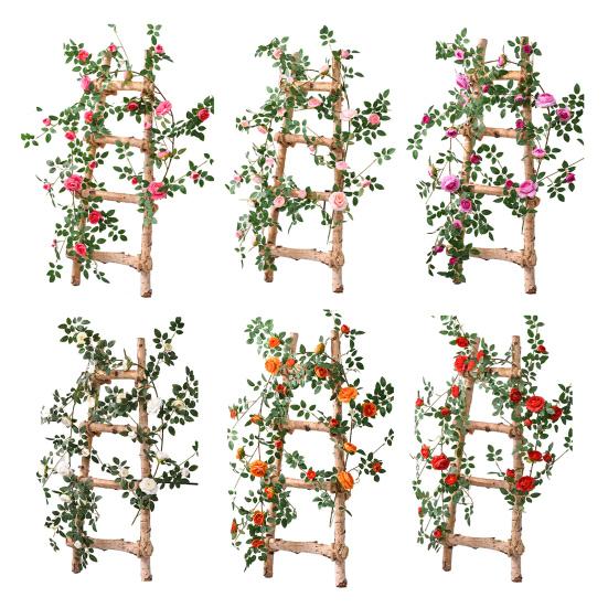 6FT Artificial Rose Vine Garland Fake Hanging Rose Ivy Plants Bendable Floral Garland Decoration for Wedding Home Party Garden Room Wall Decor