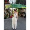 Hand-sewn Beaded Ruched Halter Tie High-stretch Tube Top