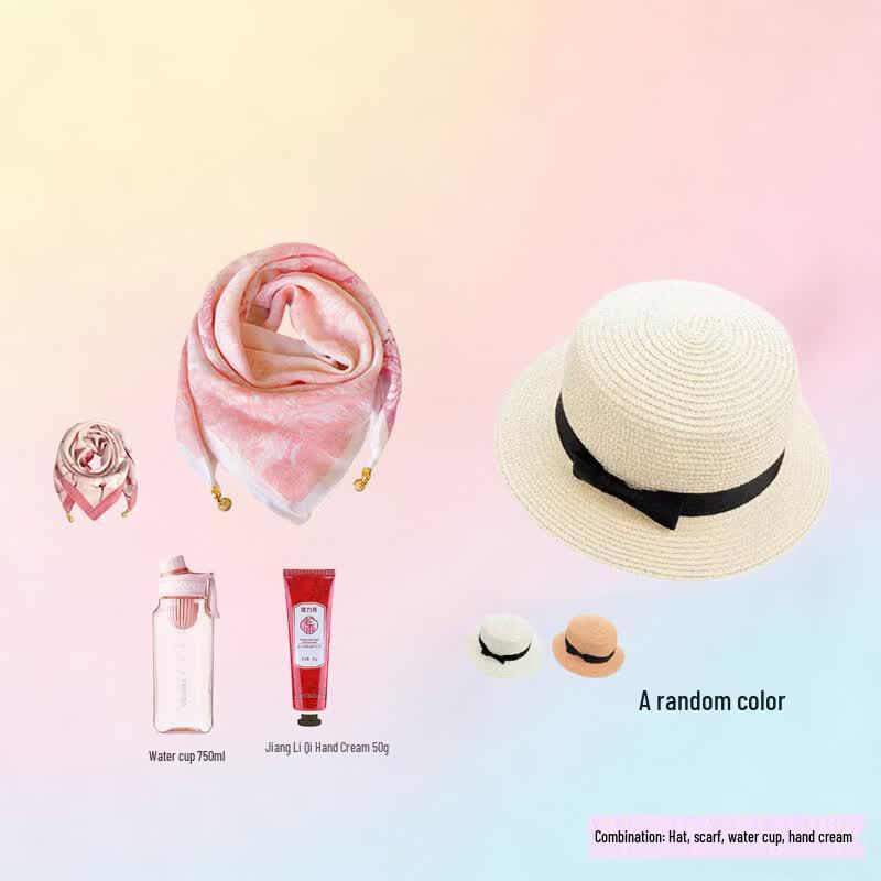 EILEI Silk Scarf Sun Protection Hat Set