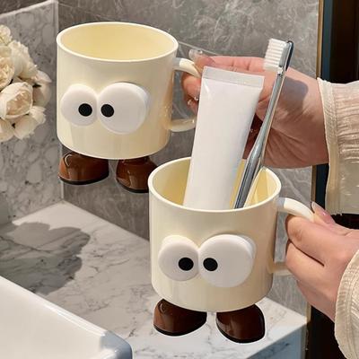 2 Pièces Gobelets de Bain de Bouche Style Dessin Animé Incassables Porte-Brosses à Dents Gobelets de Salle de Bain pour Enfants Mugs à Eau de Voyage Familial