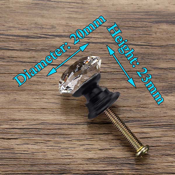KAK 30mm Diamond Shape Design Crystal Glass Knobs Cupboard Pulls Drawer Knobs Kitchen Cabinet Handles Furniture Handle Hardware