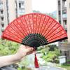 Mengyilian Black Chinese Style Lace Folding Fan Han Chinese Clothing Cheongsam Ju Jingyi Dance Handheld Women's Retro Style Fan