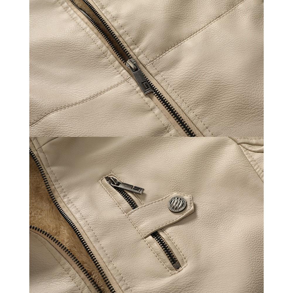 Autumn and Winter Leather Jacket Men's PU Imitation Leather Jacket Young Men's Motorcycle Jacket Plus Velvet Hooded Jacket