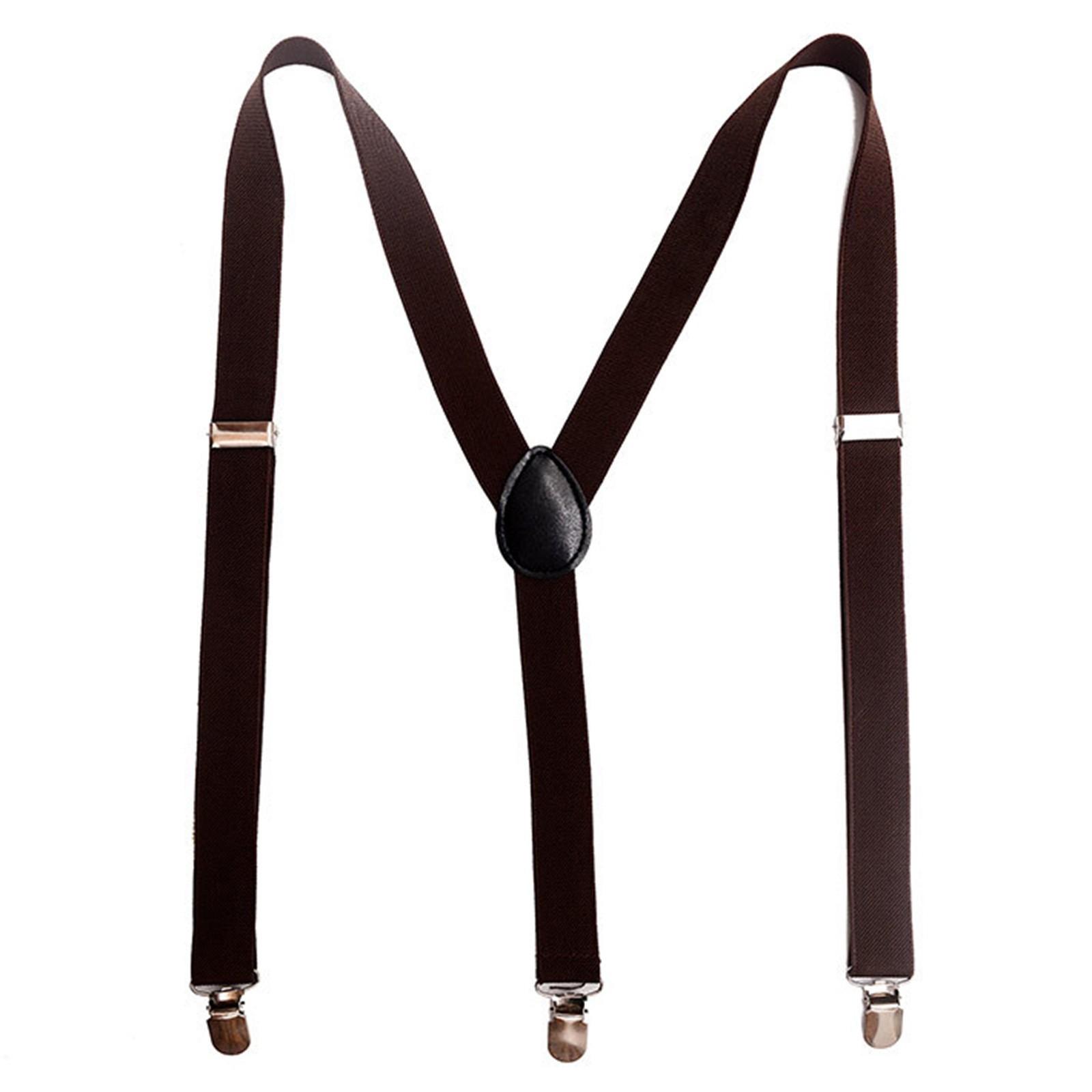 

Высококачественные подтяжки унисекс, очень широкие, с зажимами 4P, однотонные брюки, зажим для брюк One Size коричневый