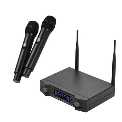 Bezdrôtový mikrofónový systém U2 UHF 2 ručné mikrofóny a 1 prijímač s LCD displejom pre karaoke Home