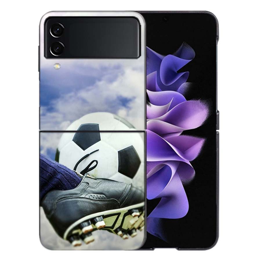 Football Soccer Ball Design For Samsung Galaxy Z Flip 5 4 3 Case Shockproof Hard Cover Phone Z Flip 6 7 5G Z Flip 5 4 5G TPU P