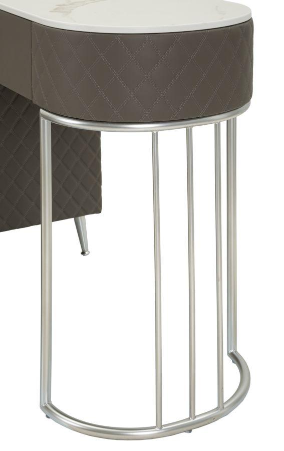 Bed Desk Sharon Grey With Stool Silver Legs Cm 120X40X75 (Stool Size Ø36X39)