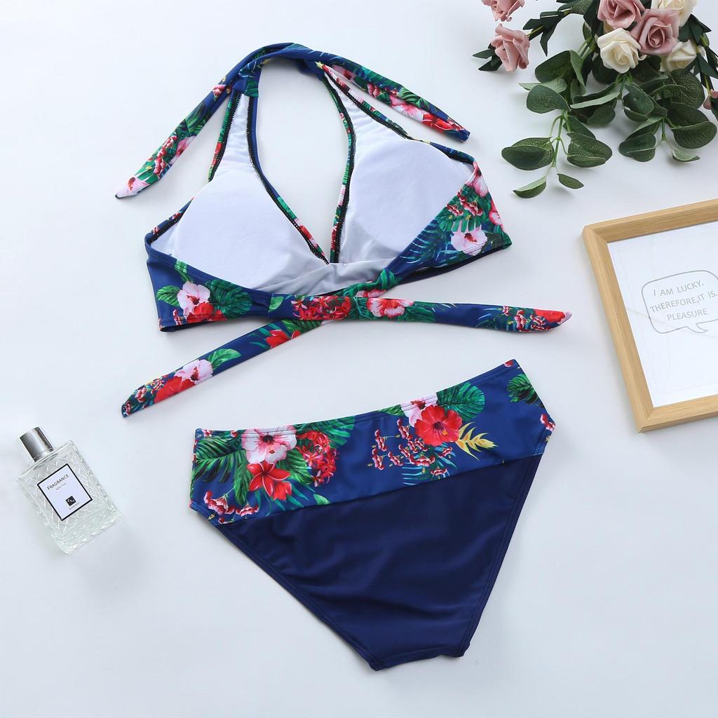 2022 European & American High-Waisted Tie-Up Cutout Backless Bikini