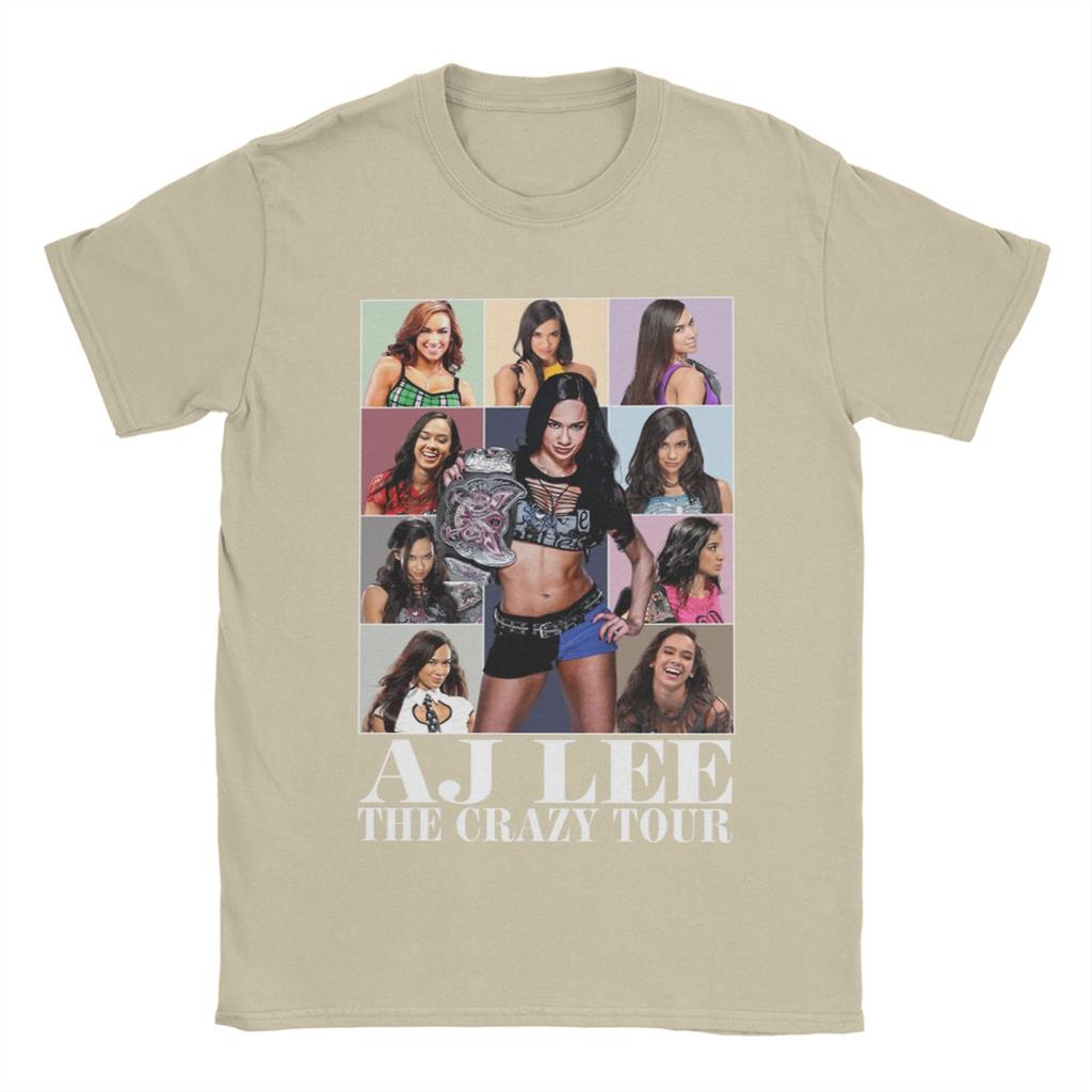 Funny AJ Lee The Crazy Tour T-Shirts for Men O Neck Cotton T Shirts Short Sleeve Tees Gift Idea Tops