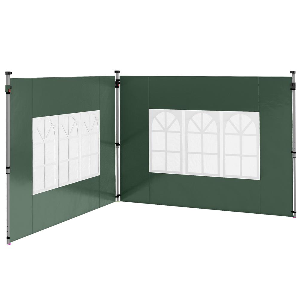 Gazebo Side Panels, Sides Replacement with Window for 3x3(m) or 3x4m Pop Up Gazebo, 2 Pack, Green