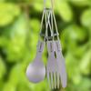 TOMSHOO Titanium Flatware Knife Fork Spoon Set Lightweight Ti Camping Utility Cutlery Set with Carrying Bag for Traveling Picnic