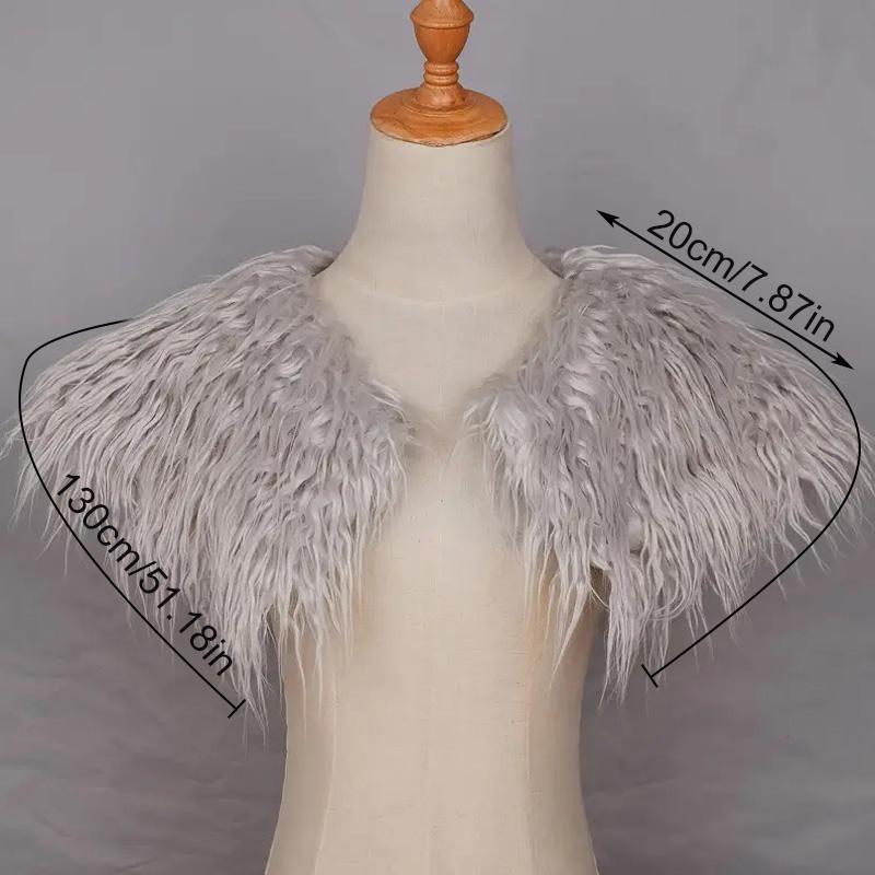 Fur Collar Winter Clothing Warrior Cloak Viking Queen Shawl Elegant Faux Fur Shawl