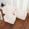3Pcs Woven Storage Basket Natural Rattan Paper Rope Stackable Square Open Design for Kitchen Bedroom Living Room Bathroom Storage Organizers Home Tidy
