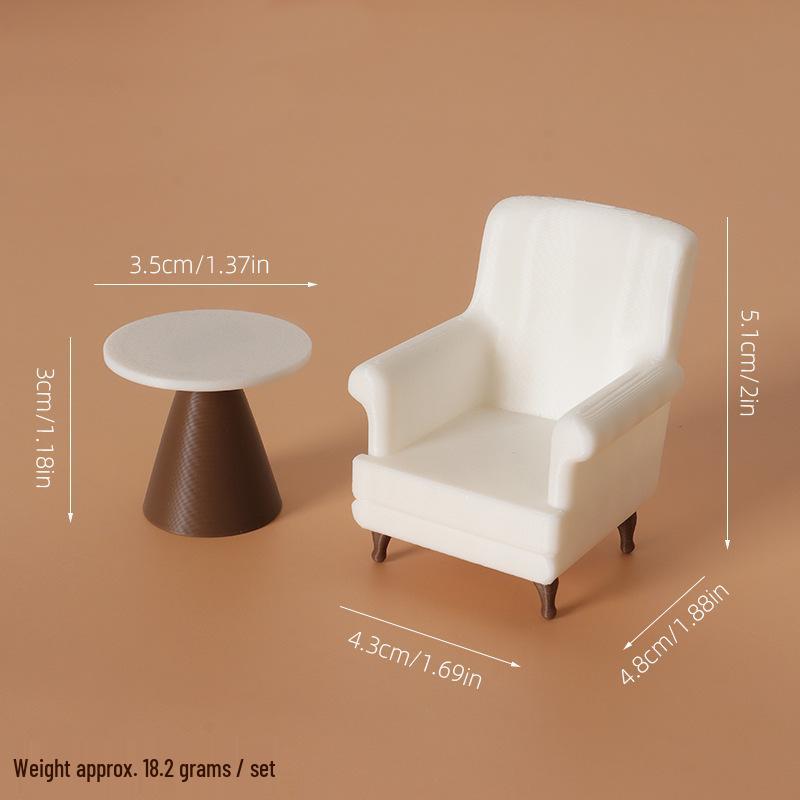 Dollhouse Miniature Living Room Sofa, Coffee Table & Chairs Set