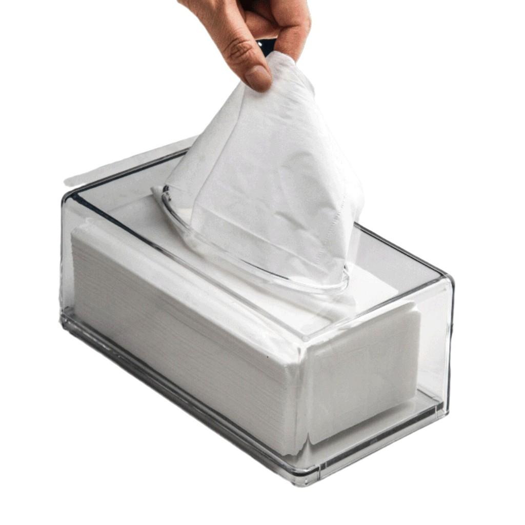 Clear Acrylic Tissue Dispenser With Lid For Dining Room Bathroom Storage