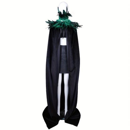 Halloween Shawl Velvet Fabric Demon Angel Costume Cloak Easy Strap Faux Feather Collar Halloween Cosplay Cloak