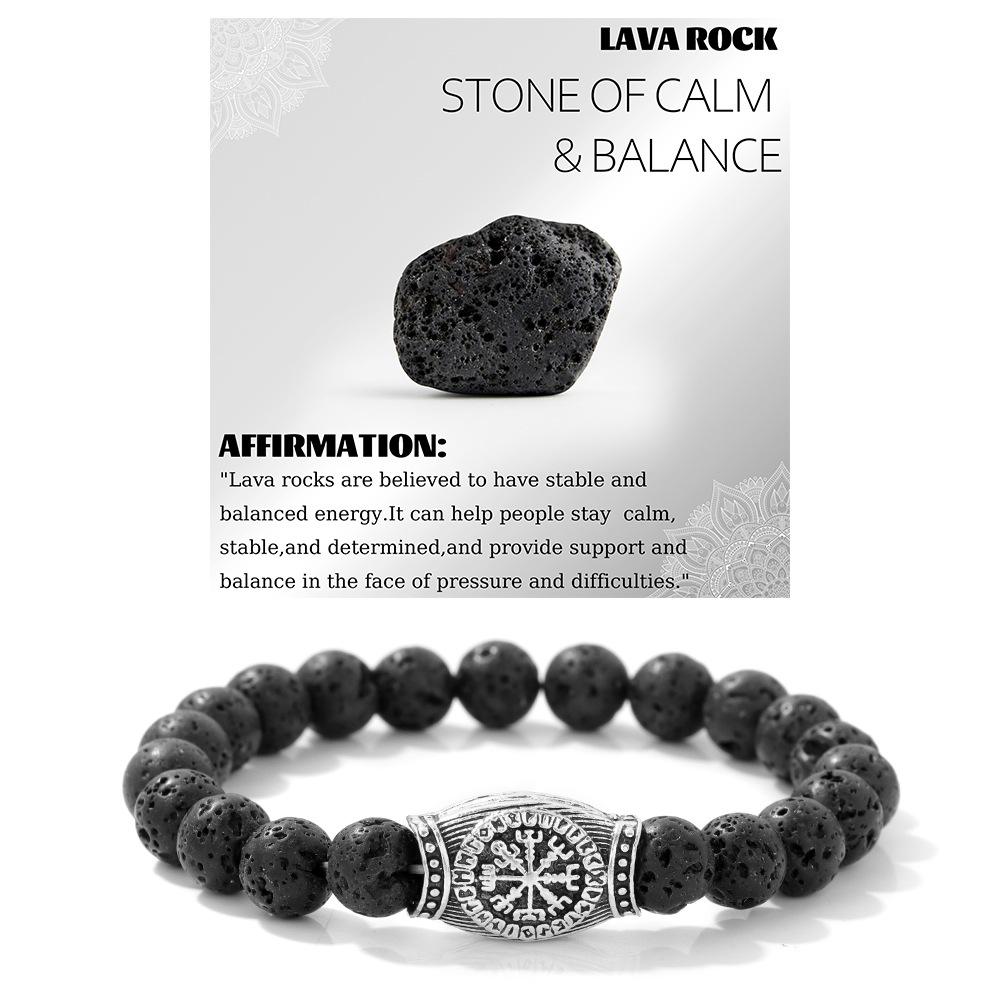 Viking Inspired Beaded Bracelet Stone Gemstone Rune Style Unisex Jewelry Gift